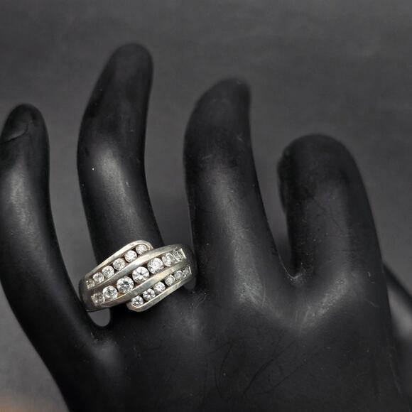 GV Diamonique Sterling Silver Ring Size 7.75 925 DQ CZ China DV - Picture 1 of 8